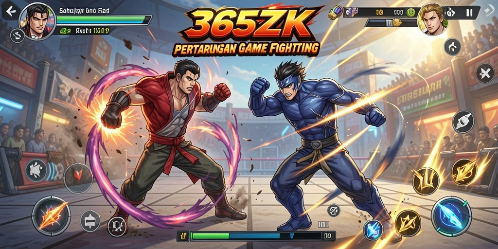 Screenshot gameplay 365ZK menunjukkan pertarungan seru antar karakter.
