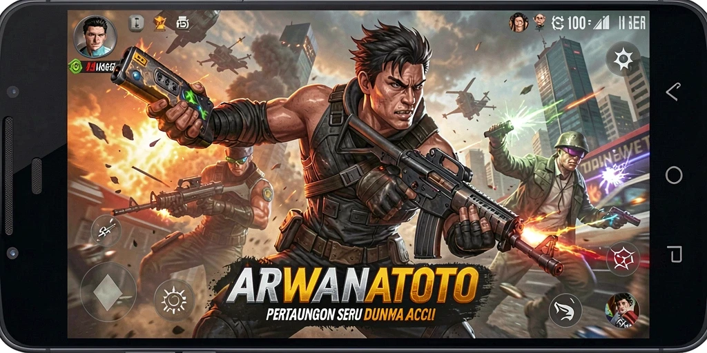 Gameplay ARWANATOTO yang dinamis dan penuh aksi.