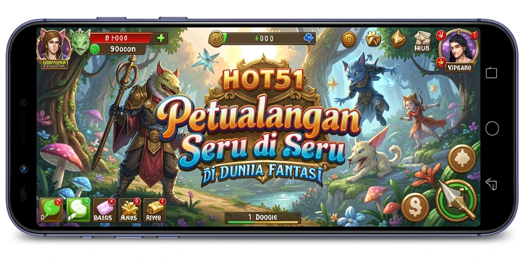 Tampilan utama gameplay HOT51 menampilkan petualangan di dunia yang menakjubkan.