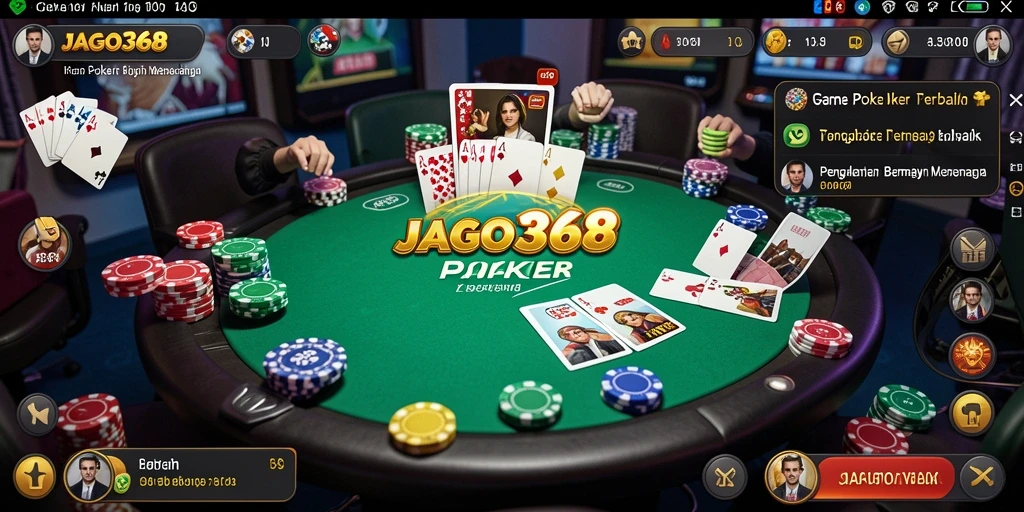 Tampilan permainan Poker yang mendebarkan di JAGO368.