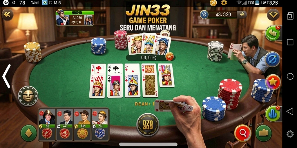 Tampilan menarik dari gameplay Poker di JIN33.
