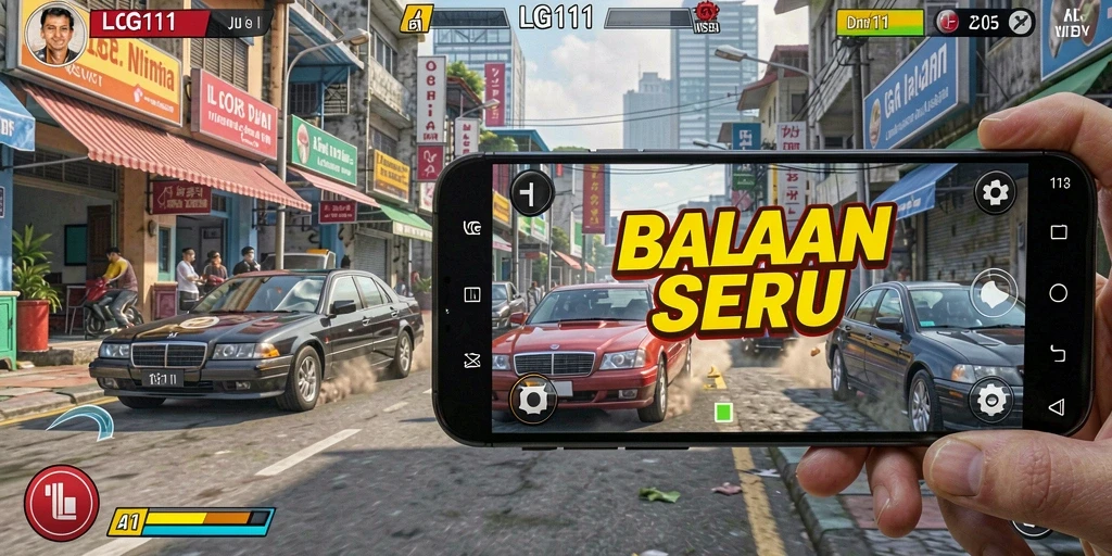 Gameplay balapan menegangkan dalam LG111 dengan mobil cepat dan trek menarik.