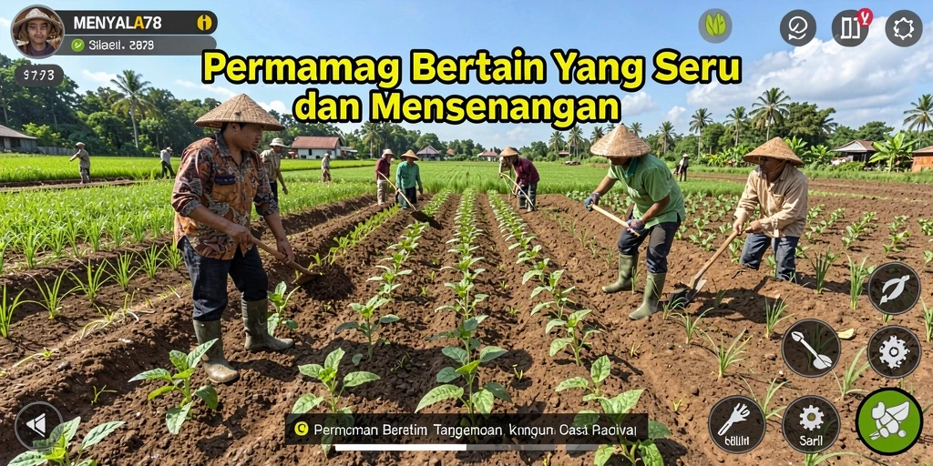 Tampilan gameplay MENYALA78 yang menggambarkan keseruan bertani.