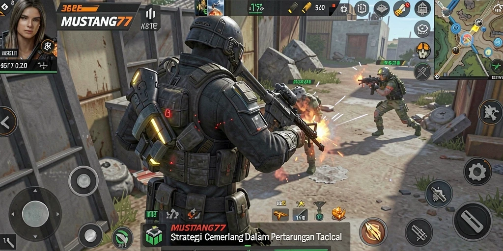 Tangkapan layar gameplay MUSTANG77 menunjukkan strategi pertempuran yang mendebarkan.
