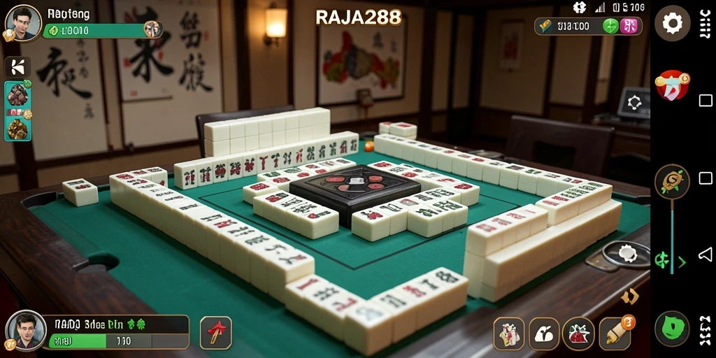 Screenshot gameplay RAJA288 menunjukkan papan Mahjong yang menakjubkan.