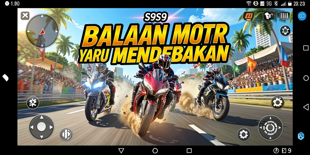 Tampilan menarik dari gameplay S9S9 dengan balapan motor seru.
