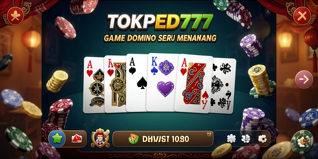 Screenshot gameplay seru TOKPED777 menunjukkan aksi permainan Domino yang mendebarkan.