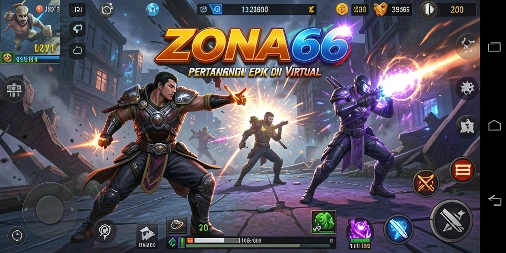 Screenshot ZONA66 menampilkan pertarungan seru dengan aksi yang mendebarkan.